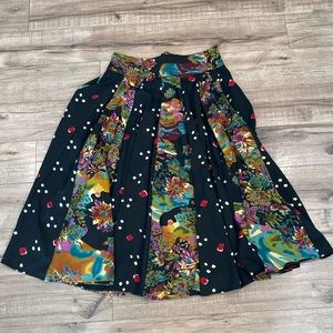 J Peterman Paneled Full Circle Skirt Sz 4 Modest Retro Boho Bohemian Twirly(P16)